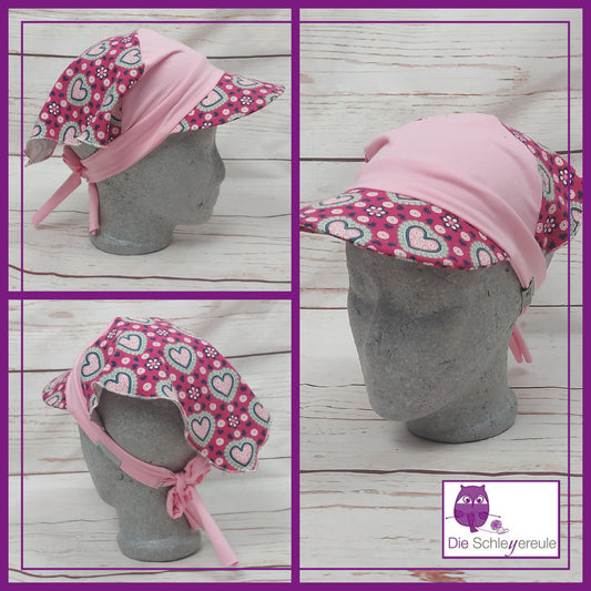 Kopftuch großes Schild  - Herzen Pink